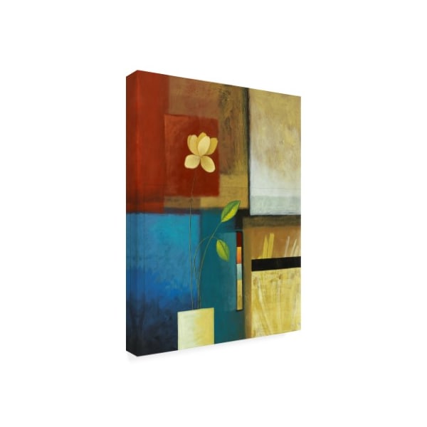 Pablo Esteban 'Flower And Red And Blue Squares' Canvas Art,35x47